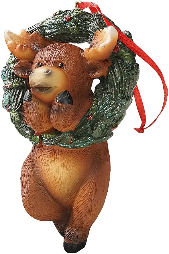 Christmas Small Animal Wreath Swing Ornament Hanging Decor for Xmas Tree Home Office Room Decoration with String (New, Deer)