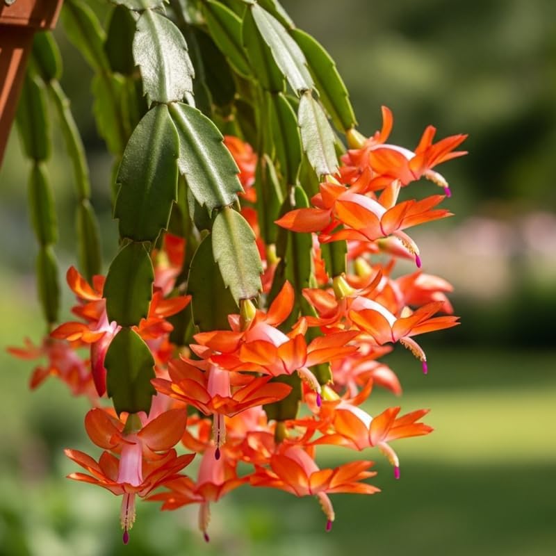 Thanksgiving Cactus Plants Live in 4" Pot, Holiday Christmas Cactus, Colorful Indoor Houseplant, Zygocactus Like, Ready to Bloom (Light Orange or Salmon)