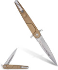 Extrema Ratio - BD4 Contractor (Desert) Folding Knife, Bhler N690 Steel Blade, Stone Washed Finish, Smooth Aluminum Handle, Ergonomic Design, Reversible Clip