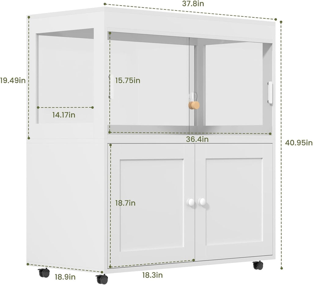 Large 60 Gallon Reptile Terrarium with Storage Cabinet and Sliding Door Handle, Reptile Tank with Wheels & Metal Mesh Roof Door – Ideal Habitat Enclosure for Snakes, Lizards, and Geckos