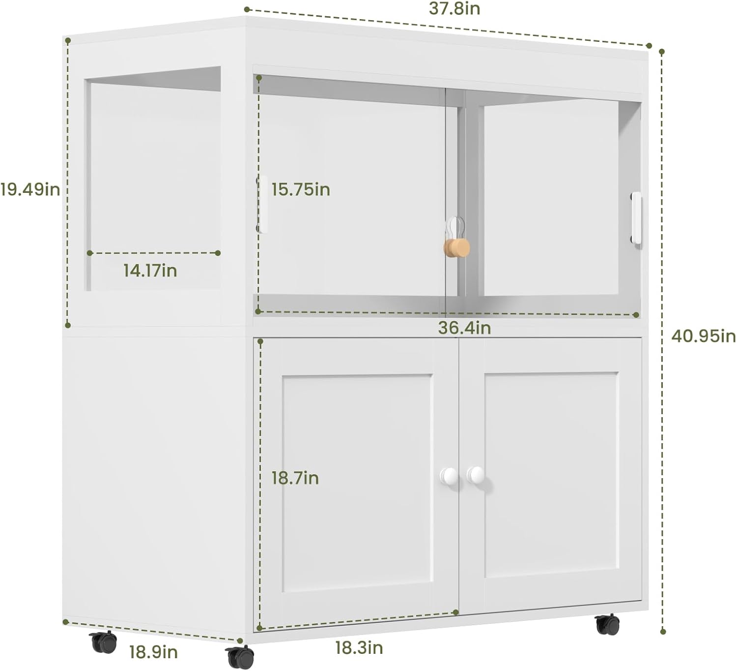 Large 60 Gallon Reptile Terrarium with Storage Cabinet and Sliding Door Handle, Reptile Tank with Wheels & Metal Mesh Roof Door – Ideal Habitat Enclosure for Snakes, Lizards, and Geckos