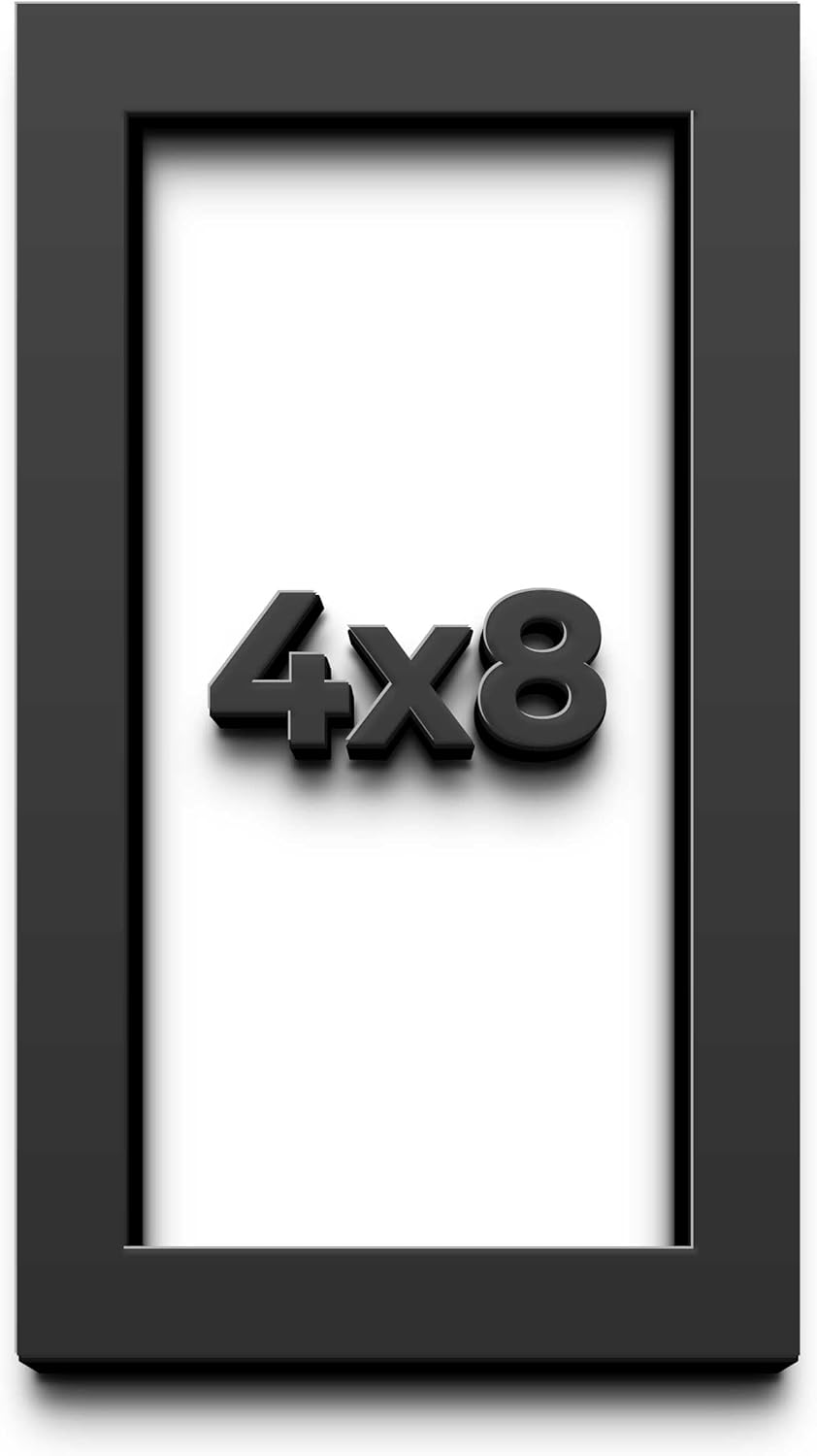 4x8 Black Shadow Box Frame - Contemporary Wood Shadow Box Complete with UV Acrylic, Foam Board Backing & Hanging Hardware
