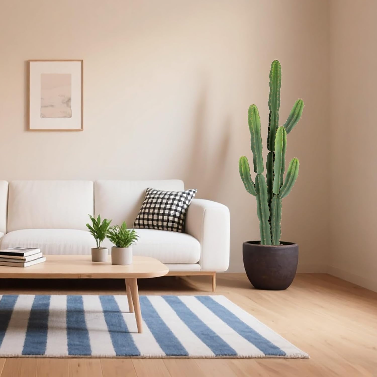 UV-Resistant Artificial Fake Cactus Plants 5ft – Large Faux Cowboy Cactus for Indoor & Outdoor Home, Office, or Garden Decor