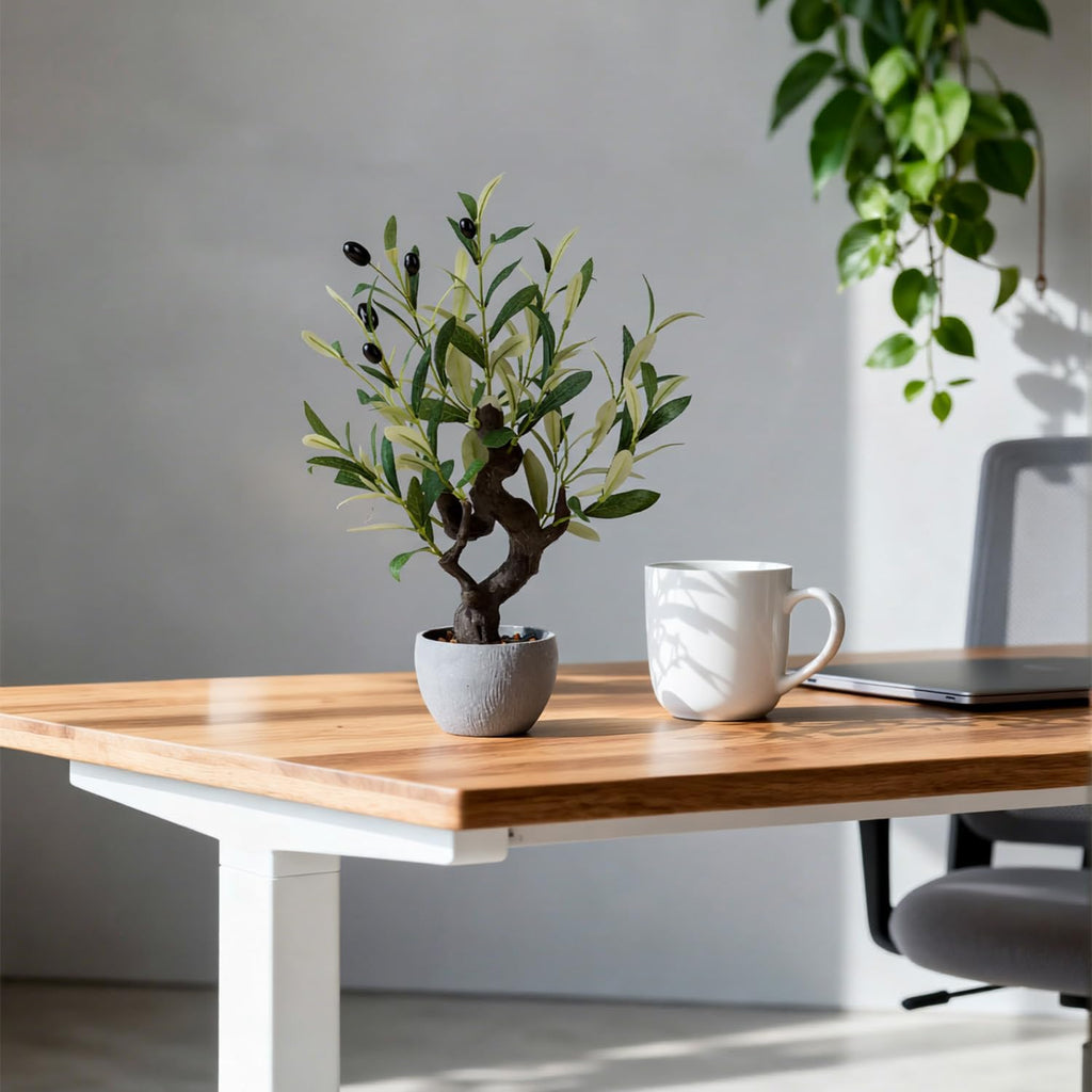 TOARTi Artificial Olive Tree Potted Plant with Stone Pot, 19" Tall Japanese Bonsai Tree Faux Plants Desk Plant, Realistic Greenery Decor for for Home Bedroom Bathroom Office Desk