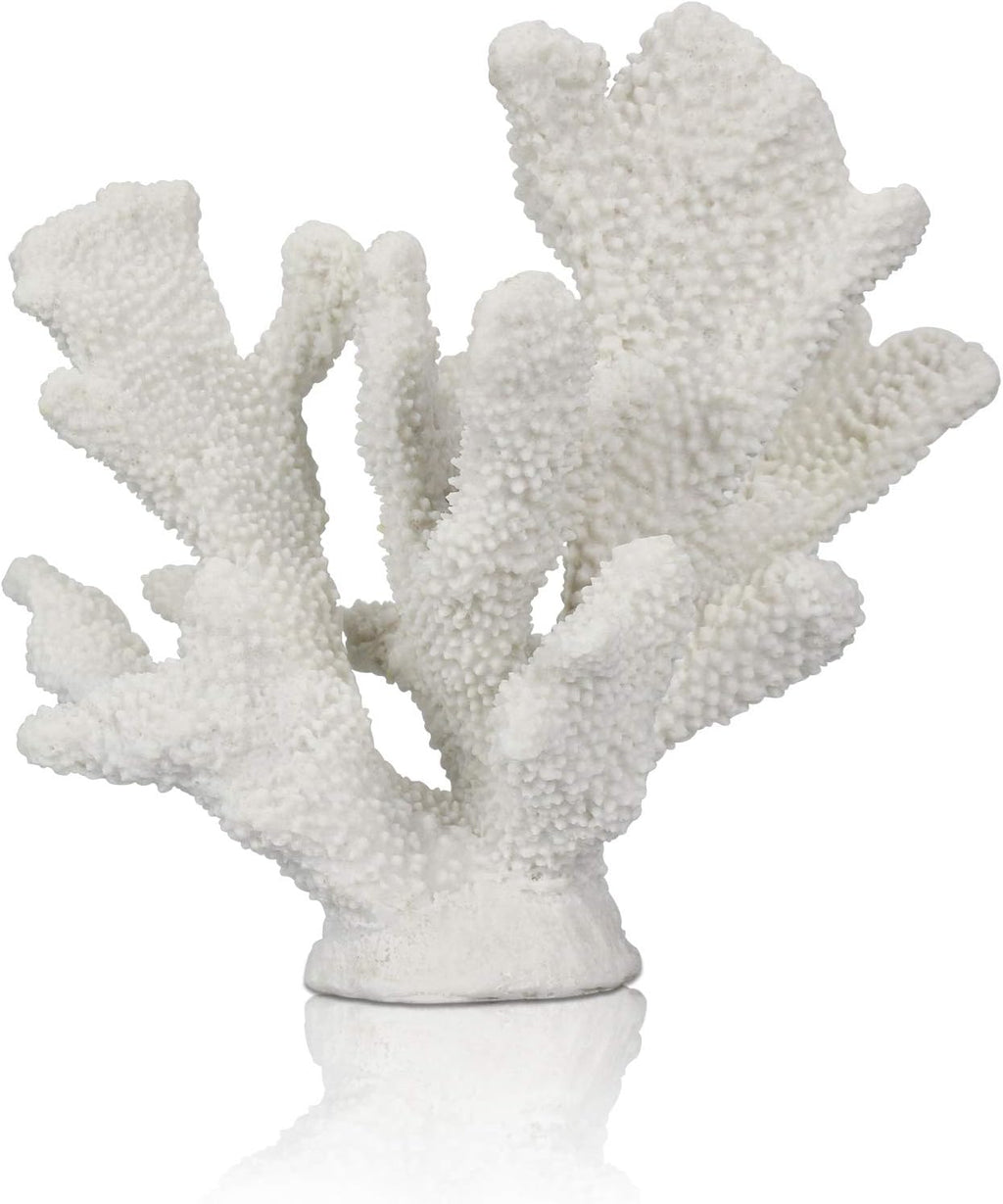 White Coral Reef Decor, Faux Artificial Coral Statue, Nautical Decor for Beach Theme Home, Wedding, Tabletop Decoration for Home Living Room Decor