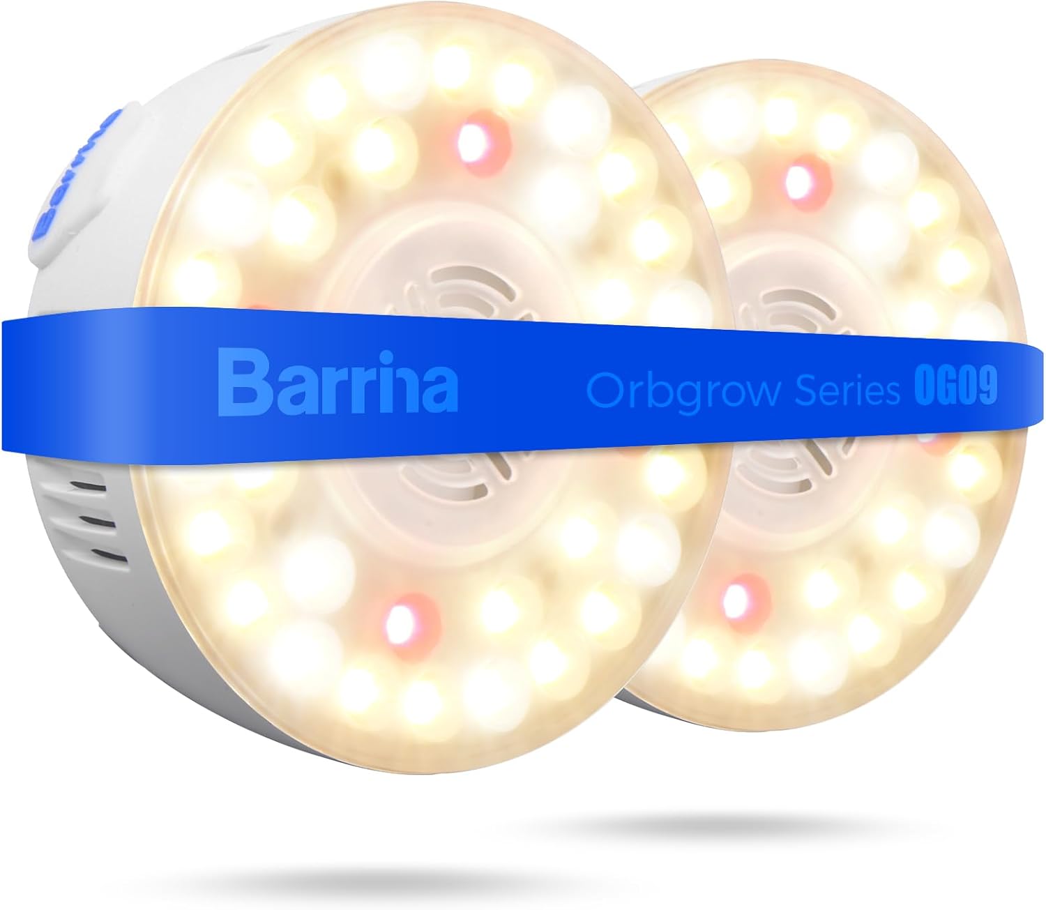 Barrina Orbgrow OG09 Puck LED Grow Light with 660nm Red LEDs, 18W(2 x 9W, 270 Watt Equiv), Plant Lights for Indoor Plants Full Spectrum, Magnetic & Linkable, Small Grow lamp for Plant Shelf, 2 Packs