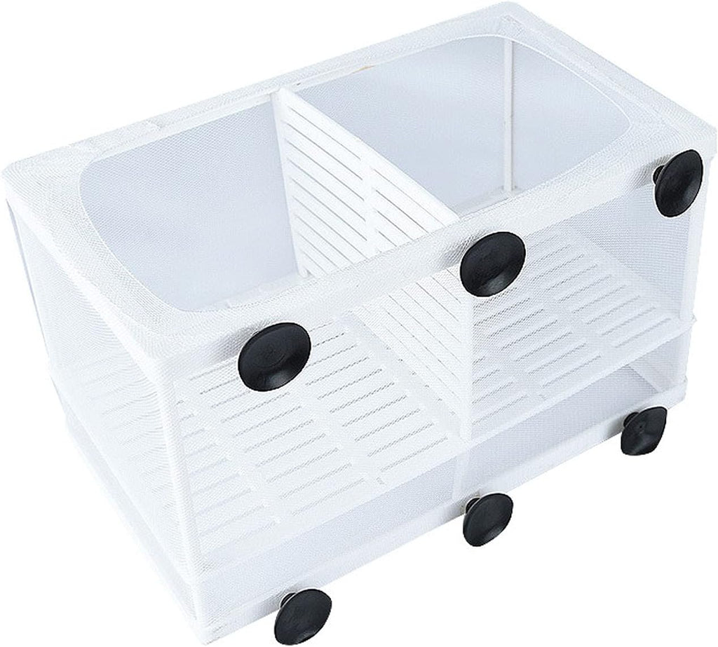 Still Awake Aquarium Fish Breeder Box, Hatching Box, Juvenile Fish Spawning Incubator, Water Isolation Net Hatcher, Nylon Mesh Fish Fry Hatchery Breeder Box Separation Net（White 3 Rooms L）