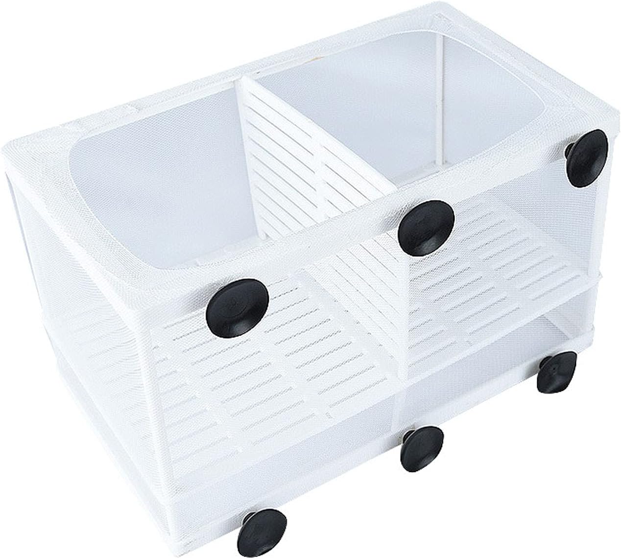 Still Awake Aquarium Fish Breeder Box, Hatching Box, Juvenile Fish Spawning Incubator, Water Isolation Net Hatcher, Nylon Mesh Fish Fry Hatchery Breeder Box Separation Net（White 3 Rooms L）