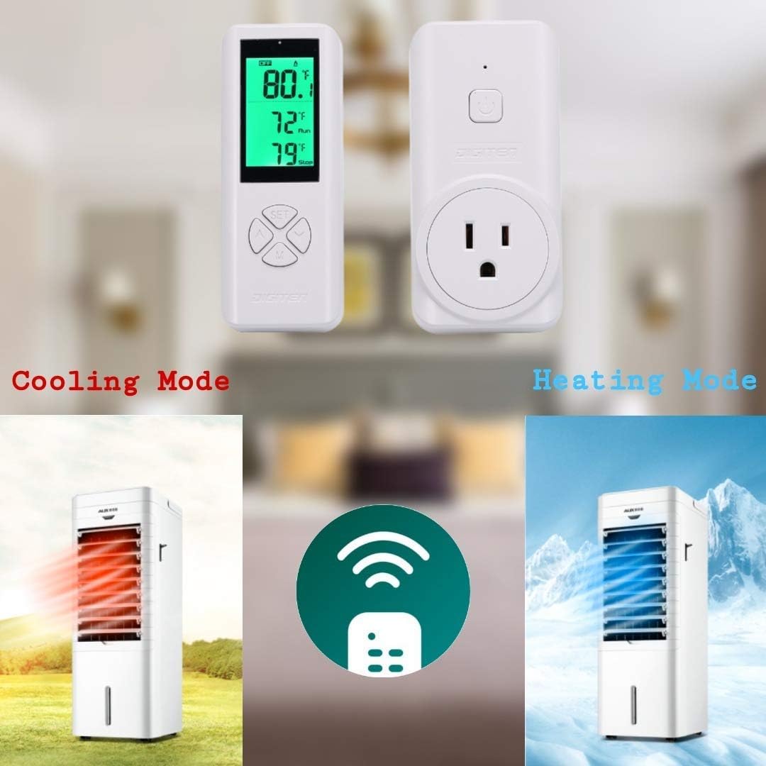 DIGITEN Wireless Temperature Controller, Remote Control Detect Temp, Digital Remote Thermostat, Plug-in Thermostat Outlet