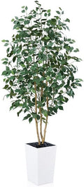 Artificial Olive Tree 6ft, Tall Fake Tree for Indoor & Outdoor Decor with Black Pot & Pebbles, UV Resistant Silk Leaves, Realistic Faux Potted Plant for Living Room,Office,Home Decor,VN137