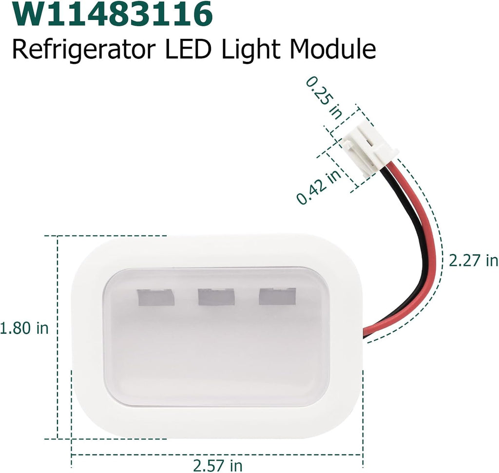 W11483116 Refrigerator LED Light Module Compatible with Whirlpool Kitchen Aid Replaces W11228040 4961291 AP6990551 PS16221108 EAP16221108