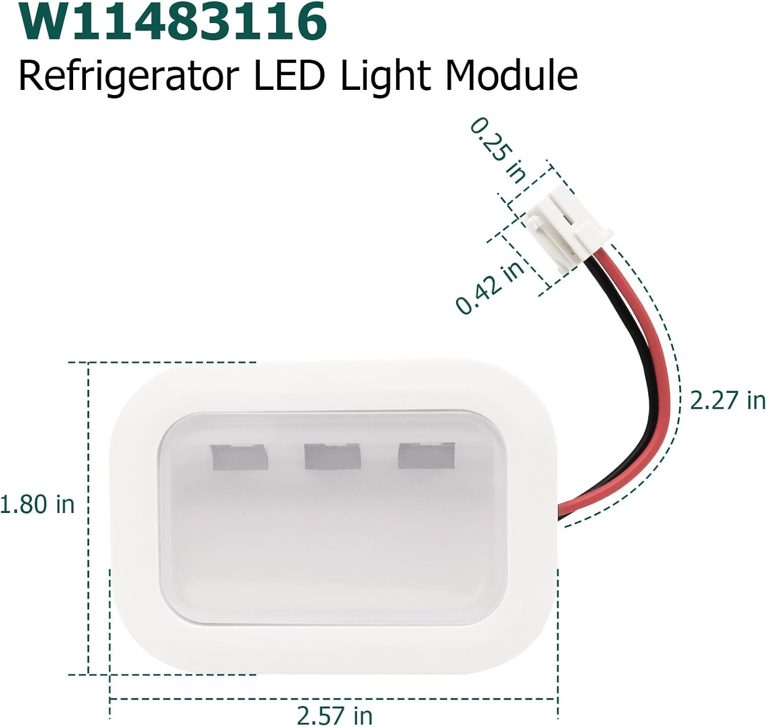 W11483116 Refrigerator LED Light Module Compatible with Whirlpool Kitchen Aid Replaces W11228040 4961291 AP6990551 PS16221108 EAP16221108