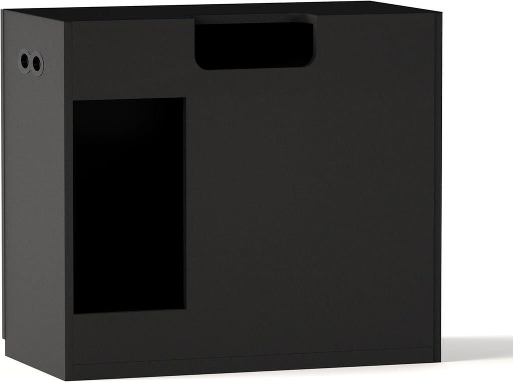 LANDEN Wooden Storage Cabinet with Modern Accent Design, Multi-Purpose Furniture for Living Room and Home Décor, Works as Aquarium Stand for up to 44 Gal Tanks, Matte Black, W35.5xD17.7xH31.5 in