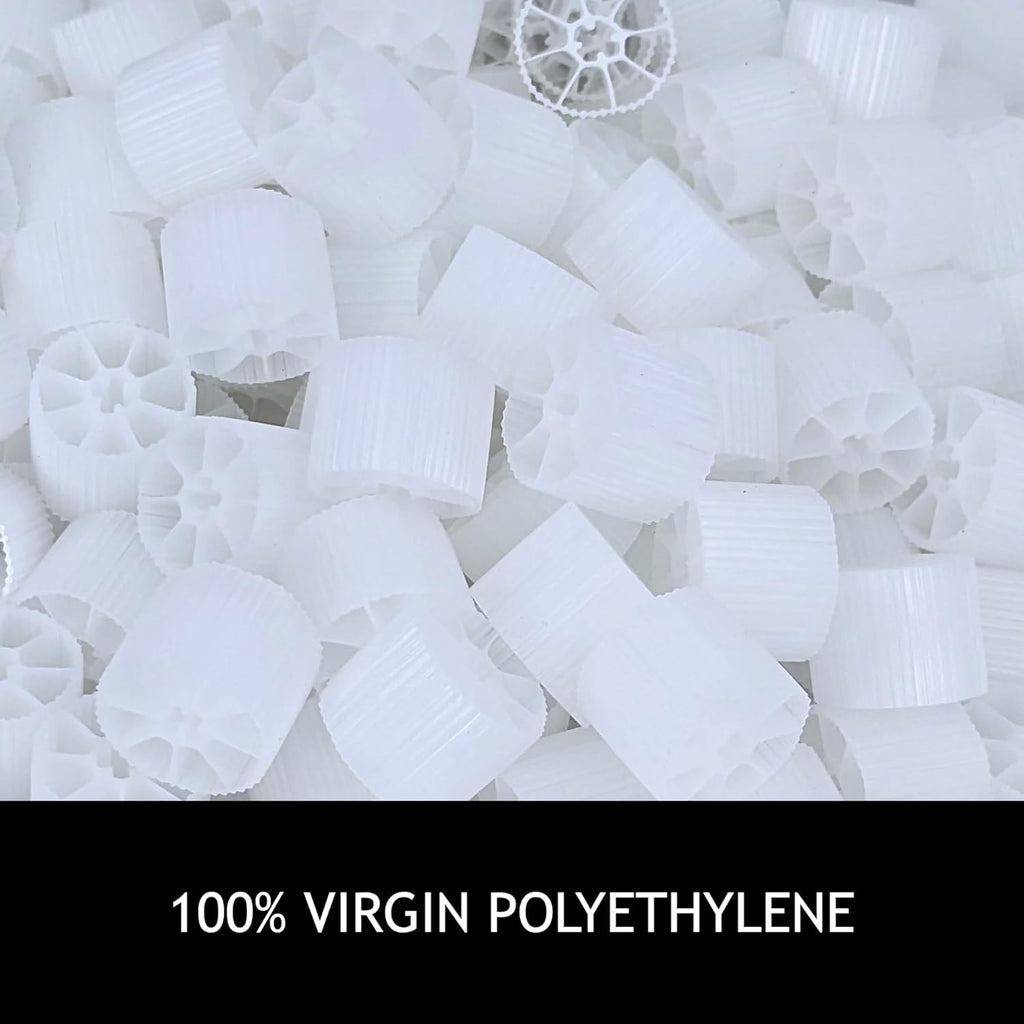 Moving Bed Bio Filter Media - 20mm, White, for Koi Ponds, Aquariums, Aquaculture, Aquaponics (100 pcs)