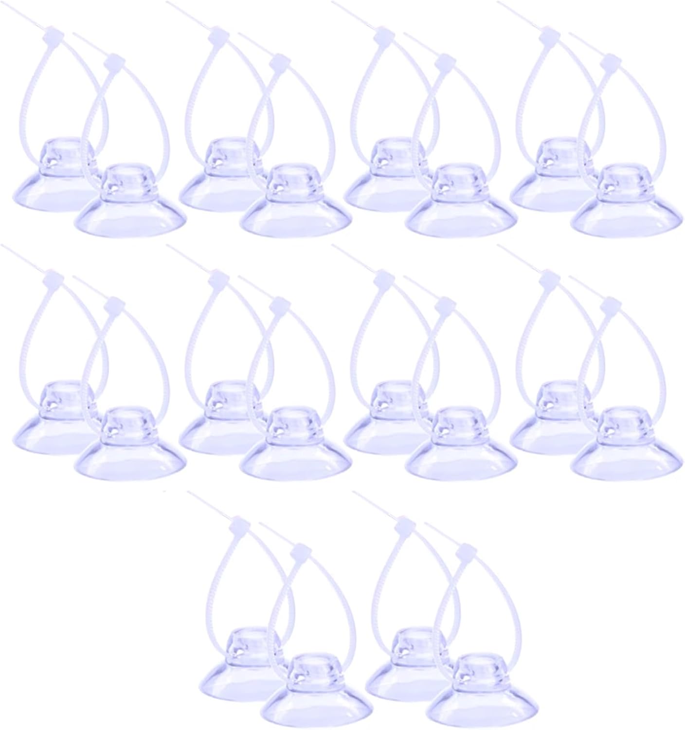 20PCS Aquarium Suction Cups with 20PCS Adjustable Cable Ties for Plants, Planter, Binding Moss Shrimp Nest, Fish Tank Suction Cups