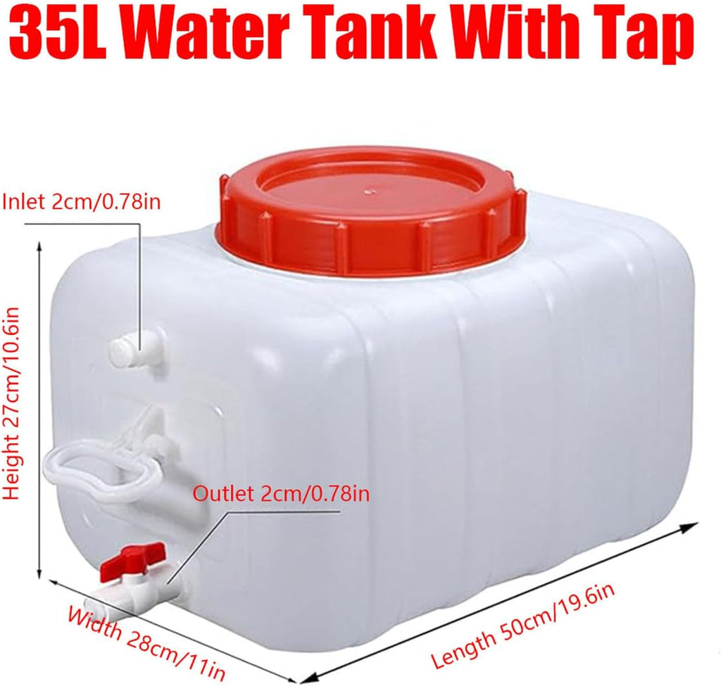 Water Storage Container Water Carrier 6/9/13/21/29/53 Gallon Large Capacity Water Tank with Faucet for Household and Outdoor Use - Portable and Durable Plastic Water Storage Cube(Size:9.25Gal/35L)