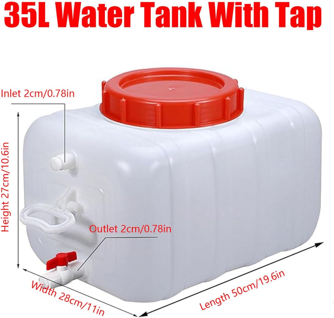 Water Storage Container Water Carrier 6/9/13/21/29/53 Gallon Large Capacity Water Tank with Faucet for Household and Outdoor Use - Portable and Durable Plastic Water Storage Cube(Size:9.25Gal/35L)