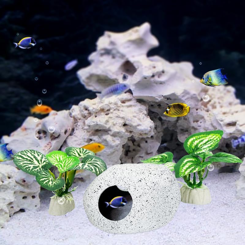 Fish Aquarium Decorations Cave Hide with Viewing Window for Betta Fish Tank Decor