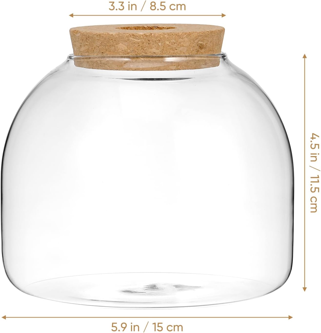 Glass Plant Terrarium, Tabletop Succulent Planter Easter Candy Cookie Jar Cute Canister Round Fish Bowl Vase Sealed Glass Bottles Vial with Cork Top for Craft Fern Moss Succulent Air Plants