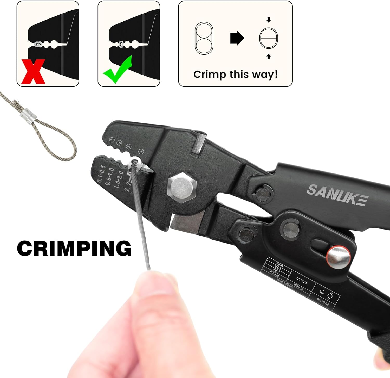 Sanuke Wire Rope Crimp Kit with 328ft Stainless Steel Cable 7x7 Strand Core 1/16'' Aluminum Crimp Loop Sleeves and Wire Rope Stainless Steel Thimble