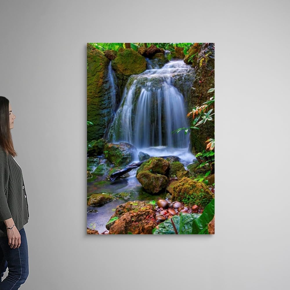 CANVAS ON DEMAND Waterfall in Tropical Rainforest of Fairchild Tropical Gardens, Canvas Wall Art Print, Home Decor, Floral, Flowers, Nature Artwork, 40" x60in