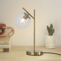 Mid Century Modern Table Lamp, Contemporary Metal Brass Bedside Lamps with Clear Glass lampshade, Gold Globe Nightstand Lamp for Bedroom Living Room Study Room