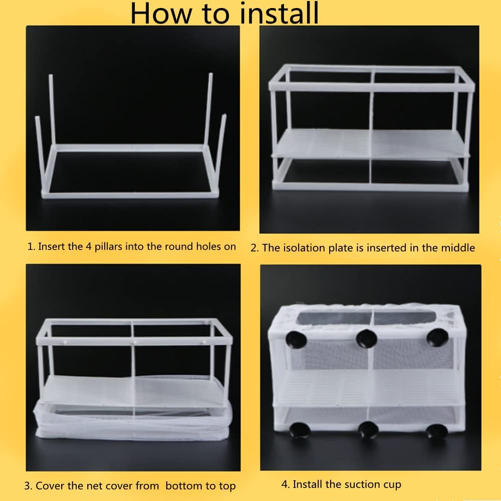 2 Pcs Aquarium Hatchery Net Fish Isolation Box,Nylon Mesh Fish Fry Hatchery Breeder Box Separation Net with Isolation Board