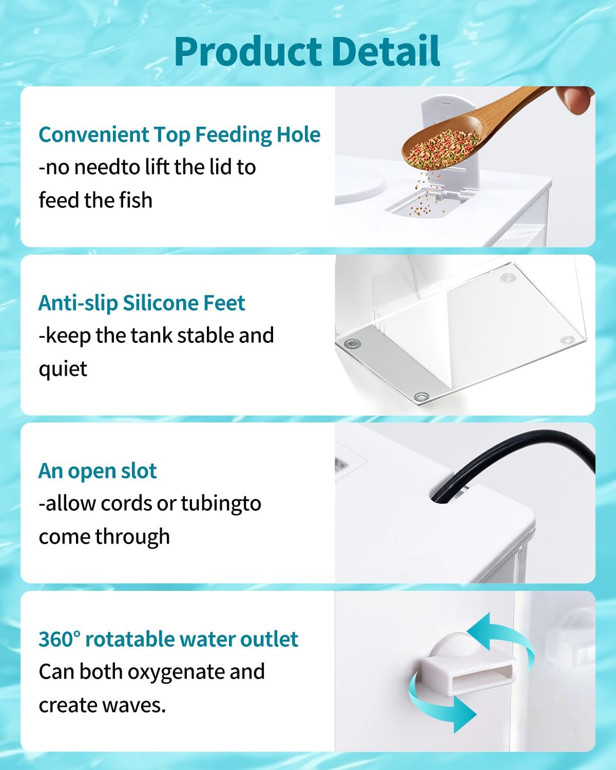 Fish Tank Betta Starter Kit 1 Gallon Desktop Small Aquarium Kit with LED Light and Filter Media & Water Pump– Compact Aquarium for Betta Fish, Small Fish, Shrimp, or Plants