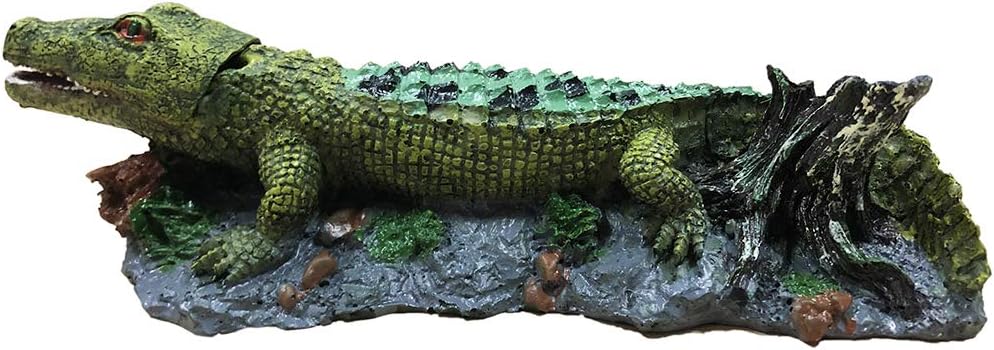 SLOCME Aquarium Alligator Air Bubbler Decorations - Aerating Action Crocodile Ornament, Oxygen Bubble Resin Crafts for Aquarium Fish Tank Decor