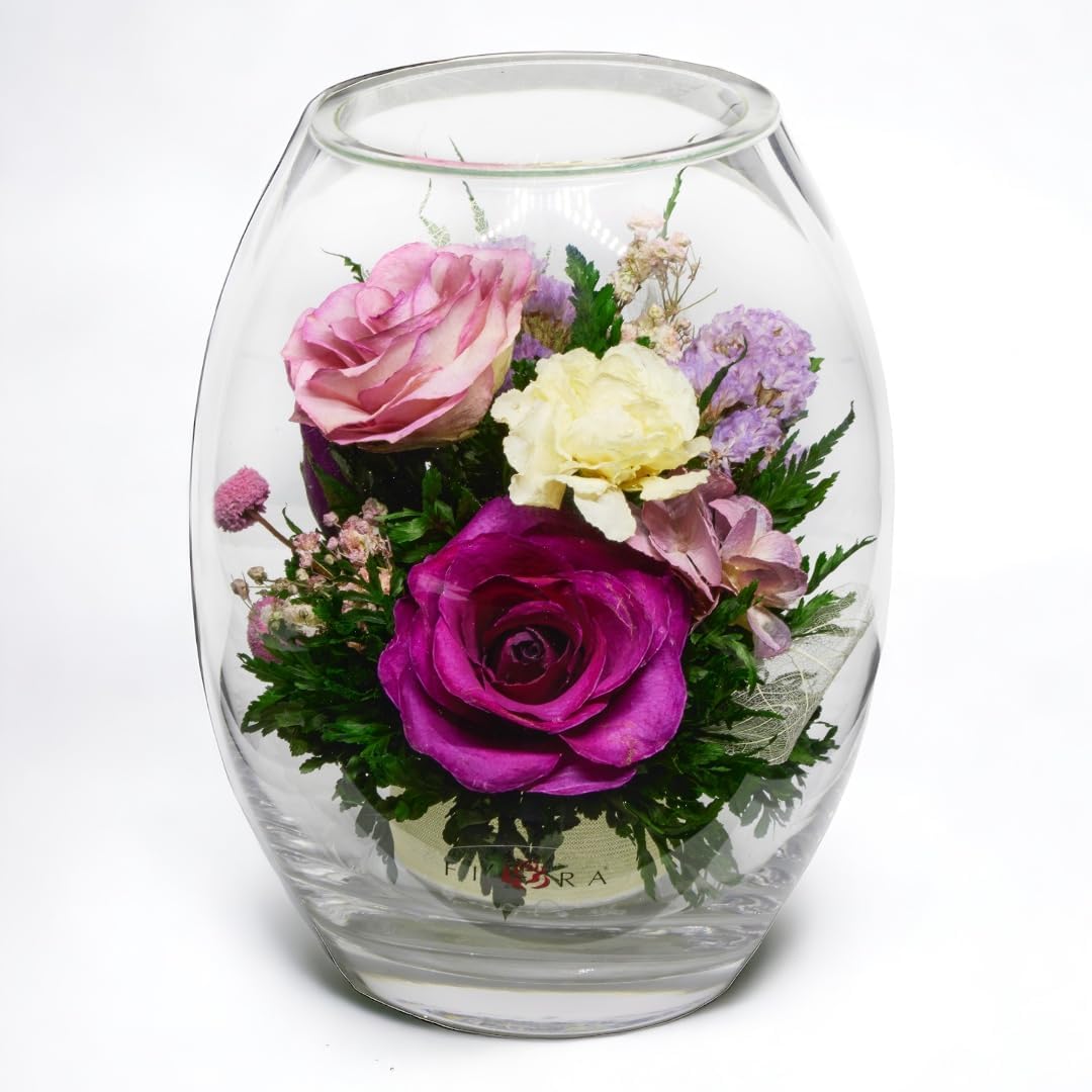 Fiora Flower | Long Lasting Real Roses in a Sealed Vase | Lasts up to 5 Years | Unique Present Gift