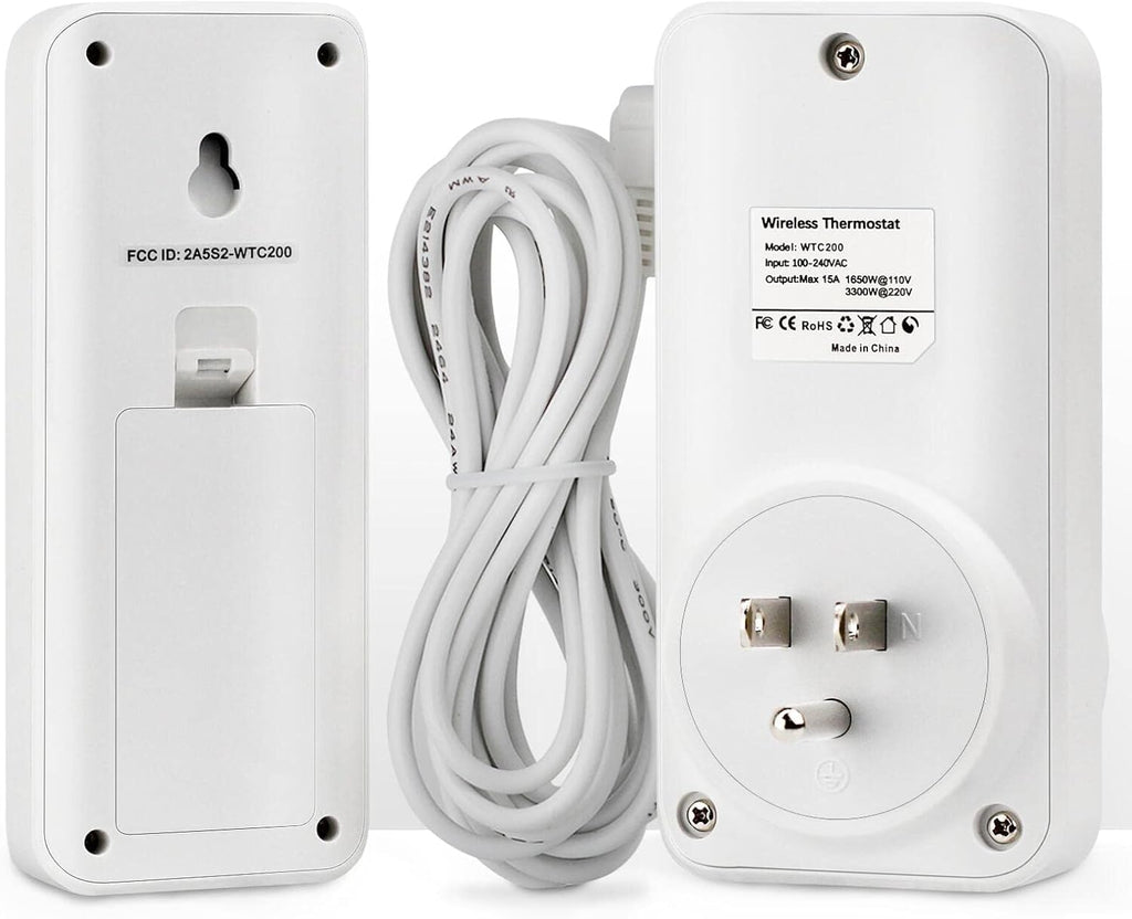 DIGITEN Wireless Temperature Controller Plug-in Thermostat Remote Control Reptile Thermostat Outlet with Temperature Sensor Wireless Thermostat for Home White