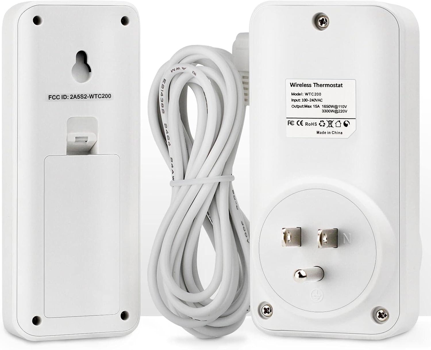 DIGITEN Wireless Temperature Controller Plug-in Thermostat Remote Control Reptile Thermostat Outlet with Temperature Sensor Wireless Thermostat for Home White