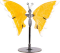 Crystal Butterfly Ornament, Amethyst Agate Wings, Home Office Tabletop Decor (Yellow Calcite)
