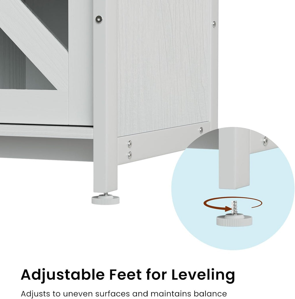 80 Gallon Aquarium Stand With Power Outlets, Farmhouse Fish Tank Stand, Reptile and Terrarium Stand with Cabinet Storage, Sturdy Heavy Duty 58.9" 19.7", White