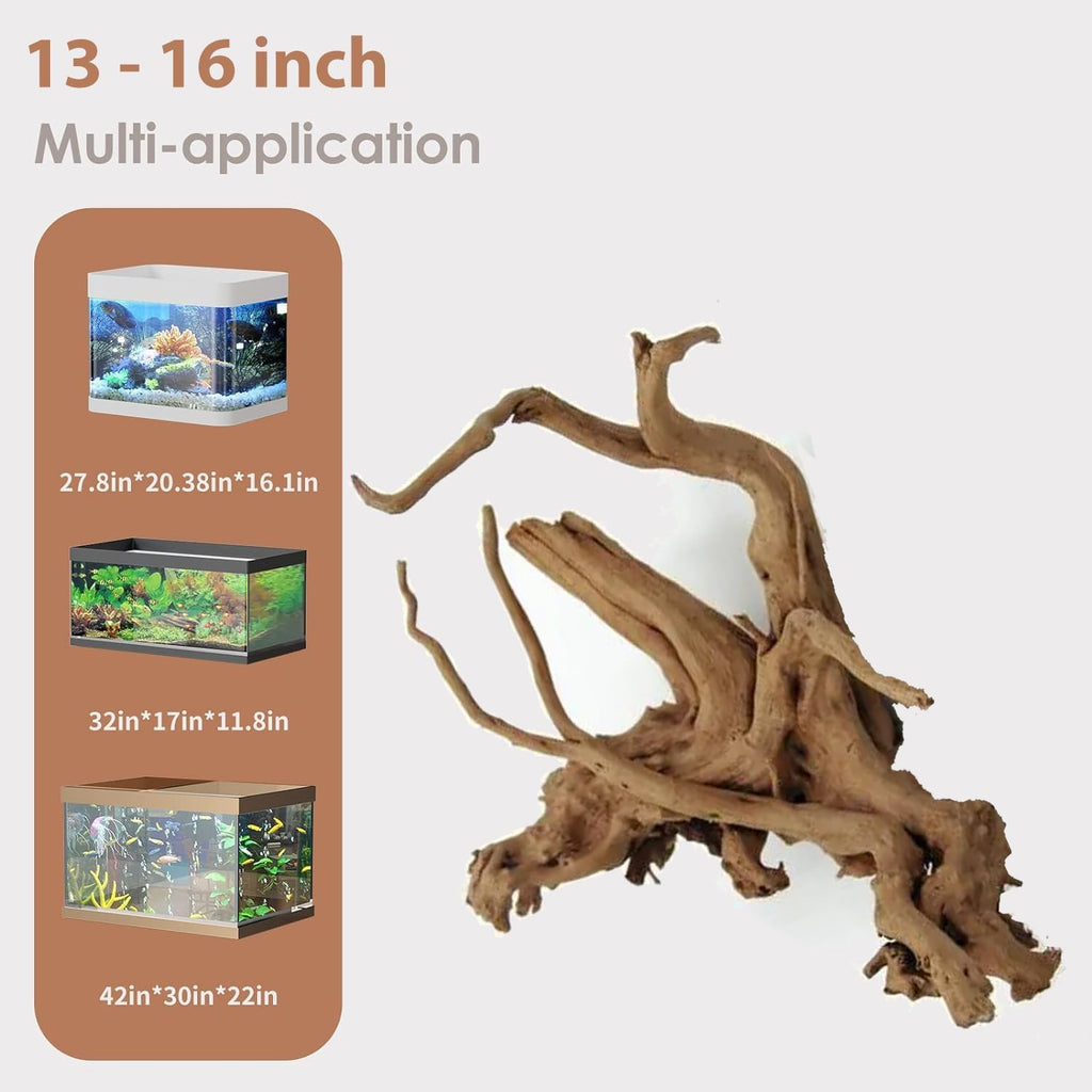 Natural Large Spiderwood Driftwood for Aquarium Decor Rptile Fish Tank Decoration Assort Branch 13-16'' Pack of 1