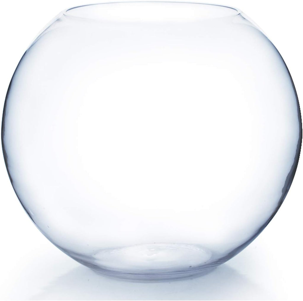 WGV Large Bowl Glass Vase, Diameter 19", Height 16", (Multiple Sizes Choices) Clear Huge Round Bubble Vase Jar, Floral Planter Terrarium for Wedding Event Home Decor, 1 Piece (VBW1916)