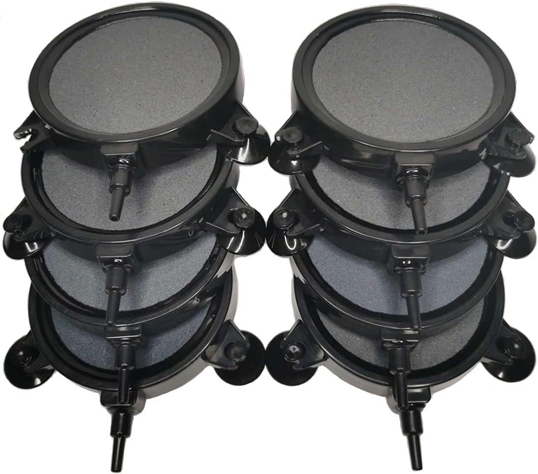 PINVNBY 4.2-Inch Air Stone Disc Bubble Diffuser with Suction Cups for Oxygenation in Fresh/Saltwater Tanks, Ponds, Hydroponic, Aquaponics, and as a Decorative Airstone for Aquariums