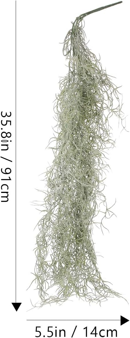 BESTOYARD 36-Inch Realistic Artificial Spanish Moss, Large Faux Hanging Plant Vine for Indoor Home Decor, Terrarium, Wreath & DIY Crafts