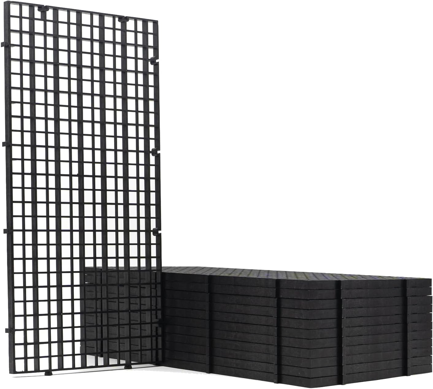 LINLAN 12 Pieces 5.9x11.8in (15X30cm) Aquarium Grid Plastic, Fish Tank Divider, Egg Crate for DIY Filtration and Bottom Protection in Aquascaping (Black-No Accessories)