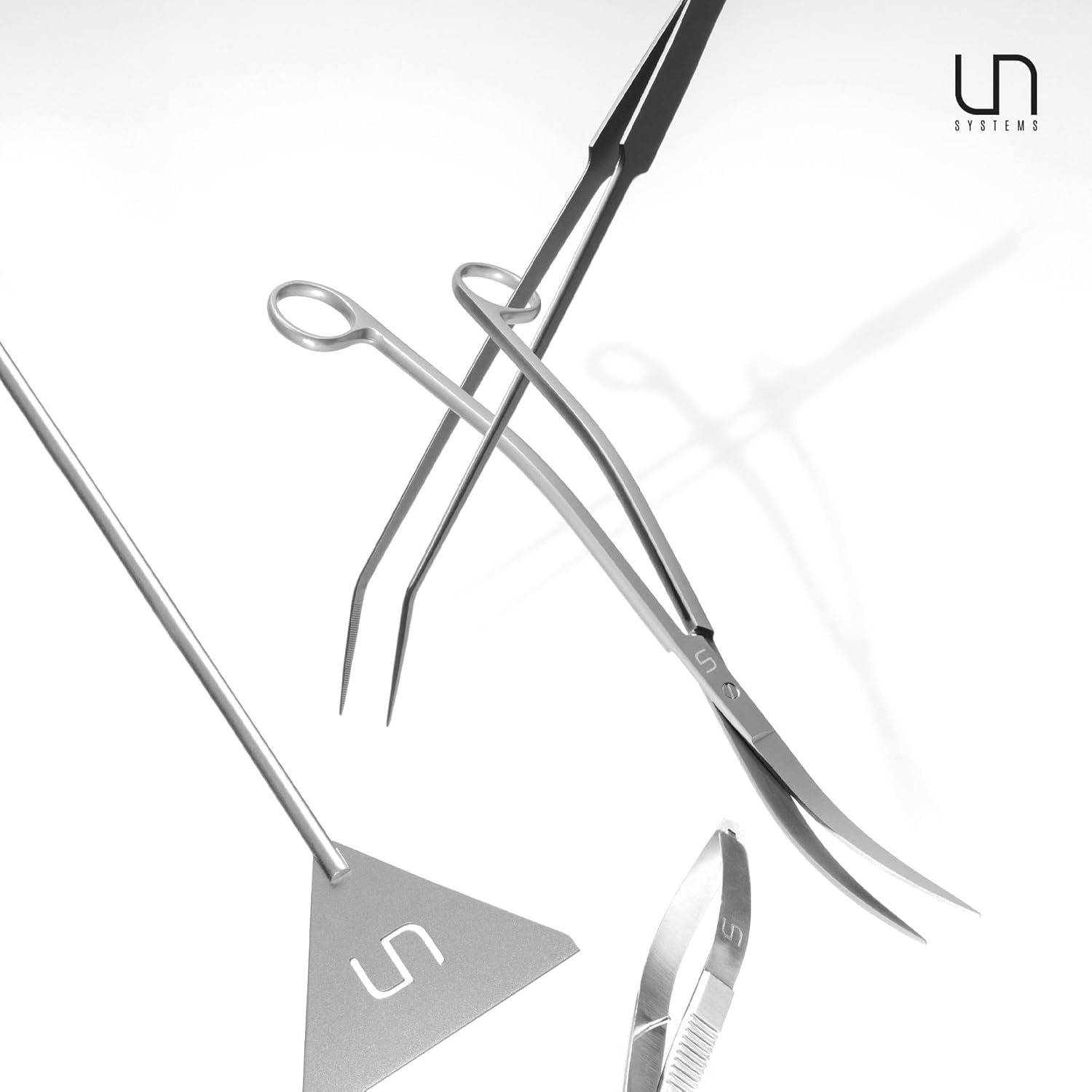 UNS Aquascaping Tools - Stainless Steel, Rust Resistant, Freshwater Planted Tank, Saltwater Reef Aquarium Maintenance Accessory - Planting, Coral Setting - Straight Pinsettes, Black