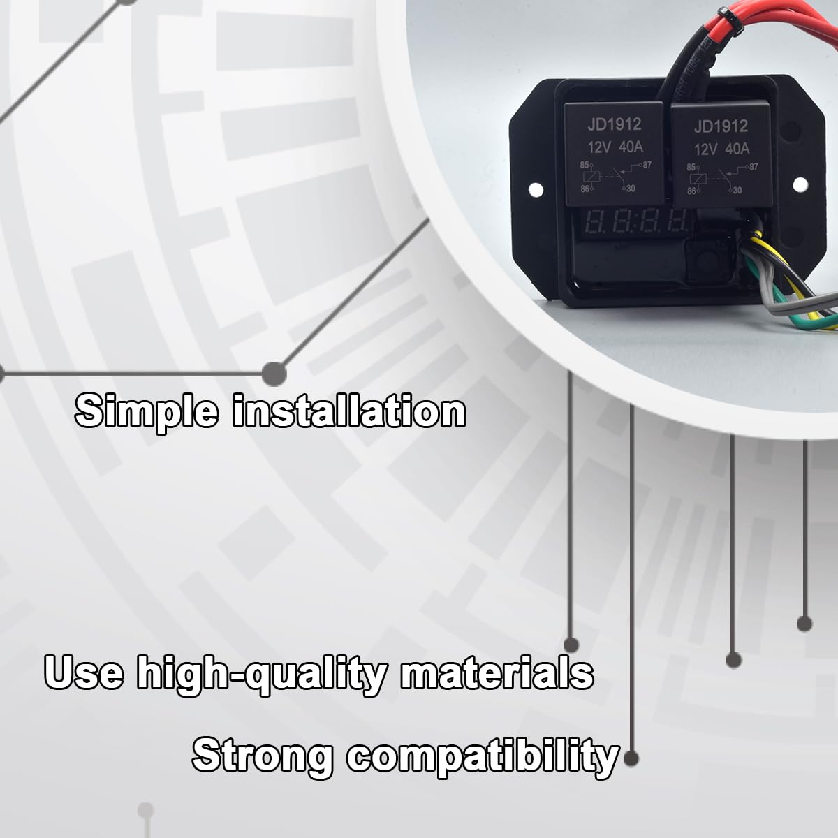 Digital Radiator Fan Controller Switch 12V/24V Kit with Adjustable Temperature Range 104-230°F, LED Display, Dual Fan Relay Replacement 0444
