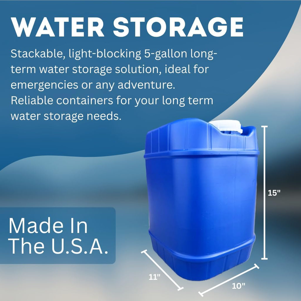 5-Gallon Stackable Water Storage Containers, Water Treatment,5 Gallons Each w/Lids + Spigot, Easy Fill, Survial Supply Emergency Water Storage for Disaster Preparedness, 20 Gallon (4 Tanks)