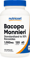 Nutricost Bacopa Monnieri 1,000mg, 120 Capsules (60 Servings) - Non-GMO, Gluten Free, and Vegetarian Friendly