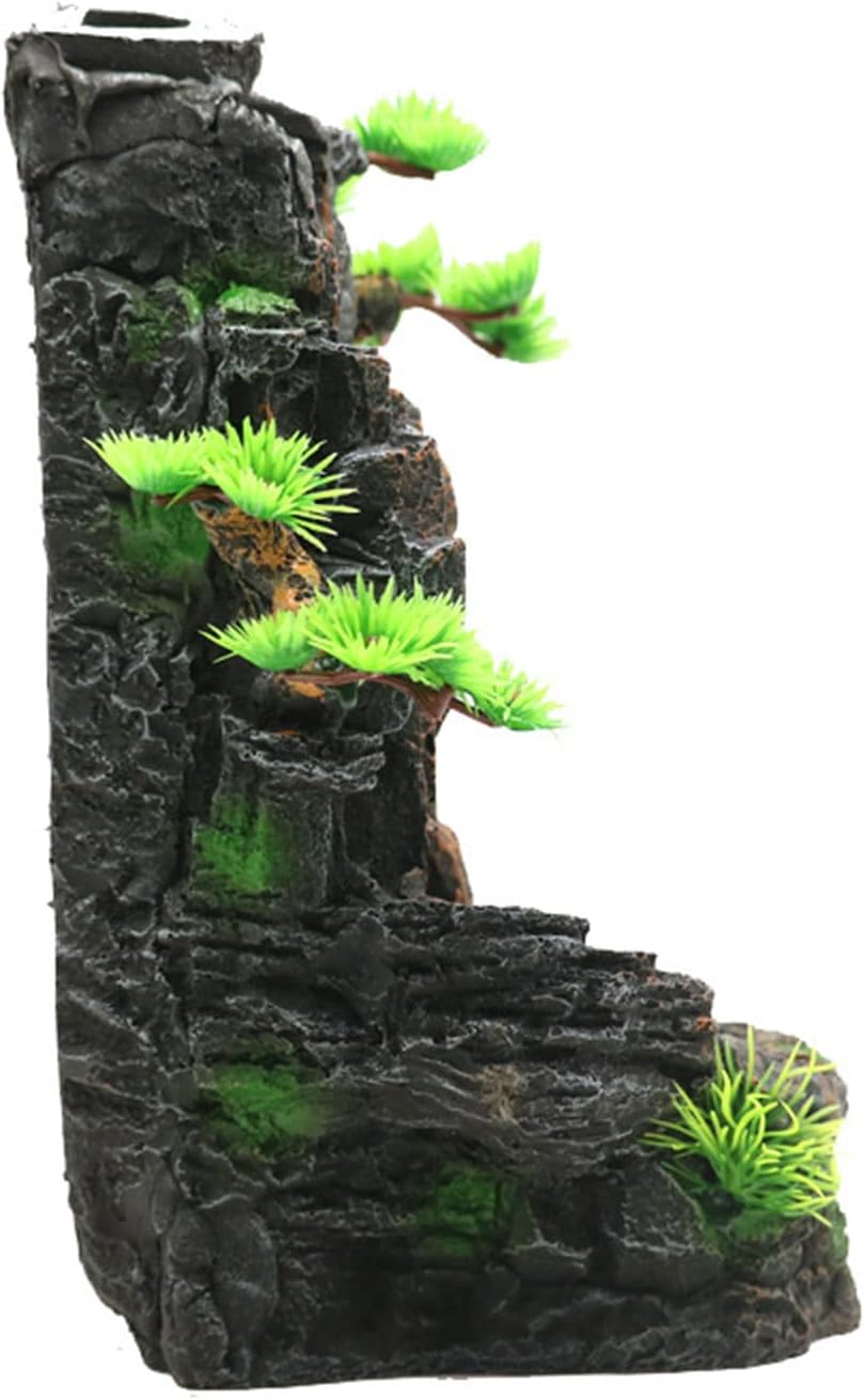 Naturalistic Resin Waterfall Mountain Aquarium Ornament With Flowing Waterfall Effect For Fish Tanks Habitat Decors