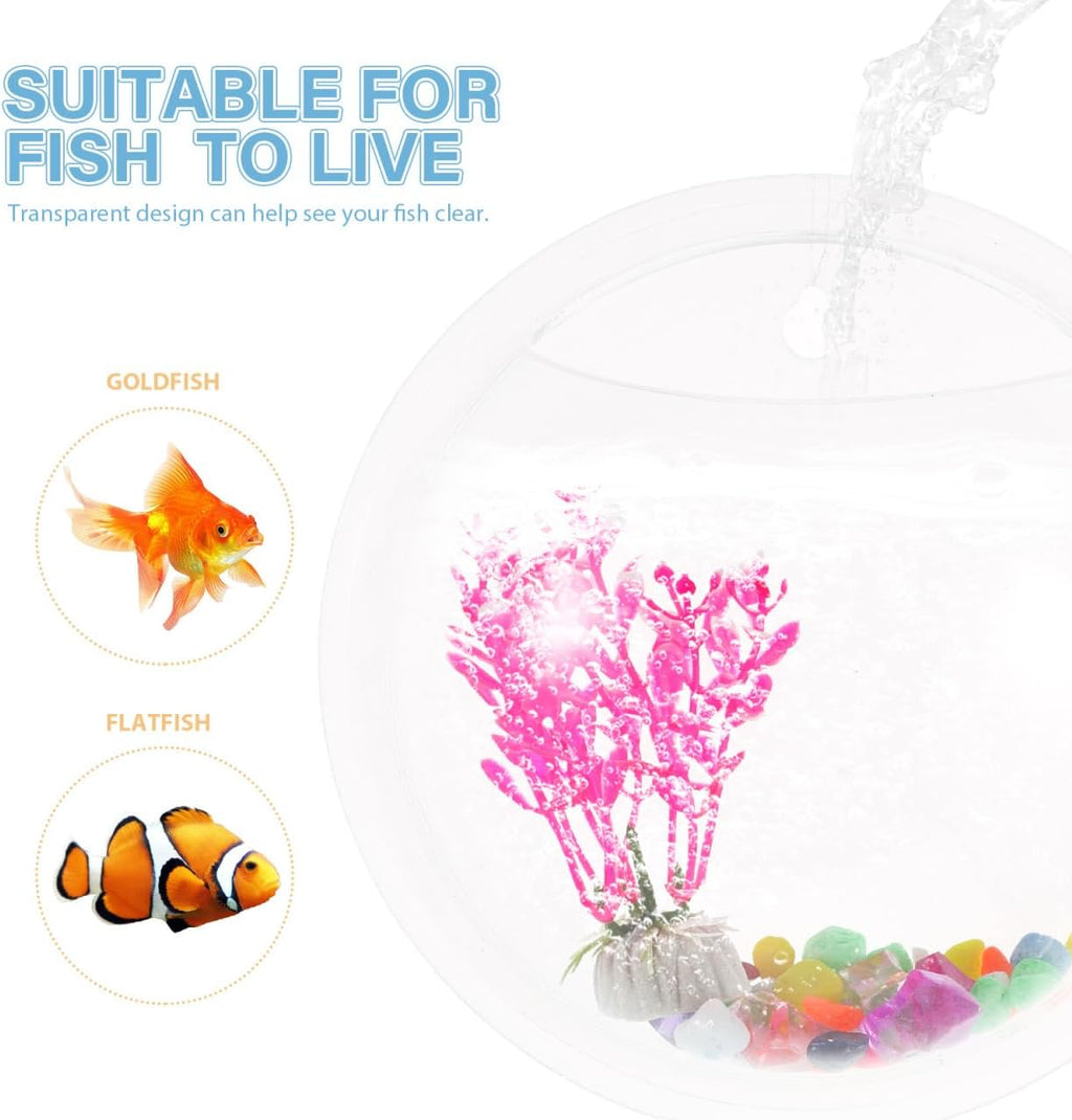 Balacoo 16.5 Inch Wall Hanging Fish Aquarium Acrylic Fish Tank Wall Decor Space-Saving Design Random Plant Color