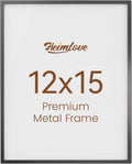 Heimlove 12x15 Metal Picture Frame,Black Aluminum Photo Frames-Real Tempered Glass,Wall Gallery Poster Puzzles Artwork frame Mounting Horizontally or Vertically Decor for Wall-1Pack