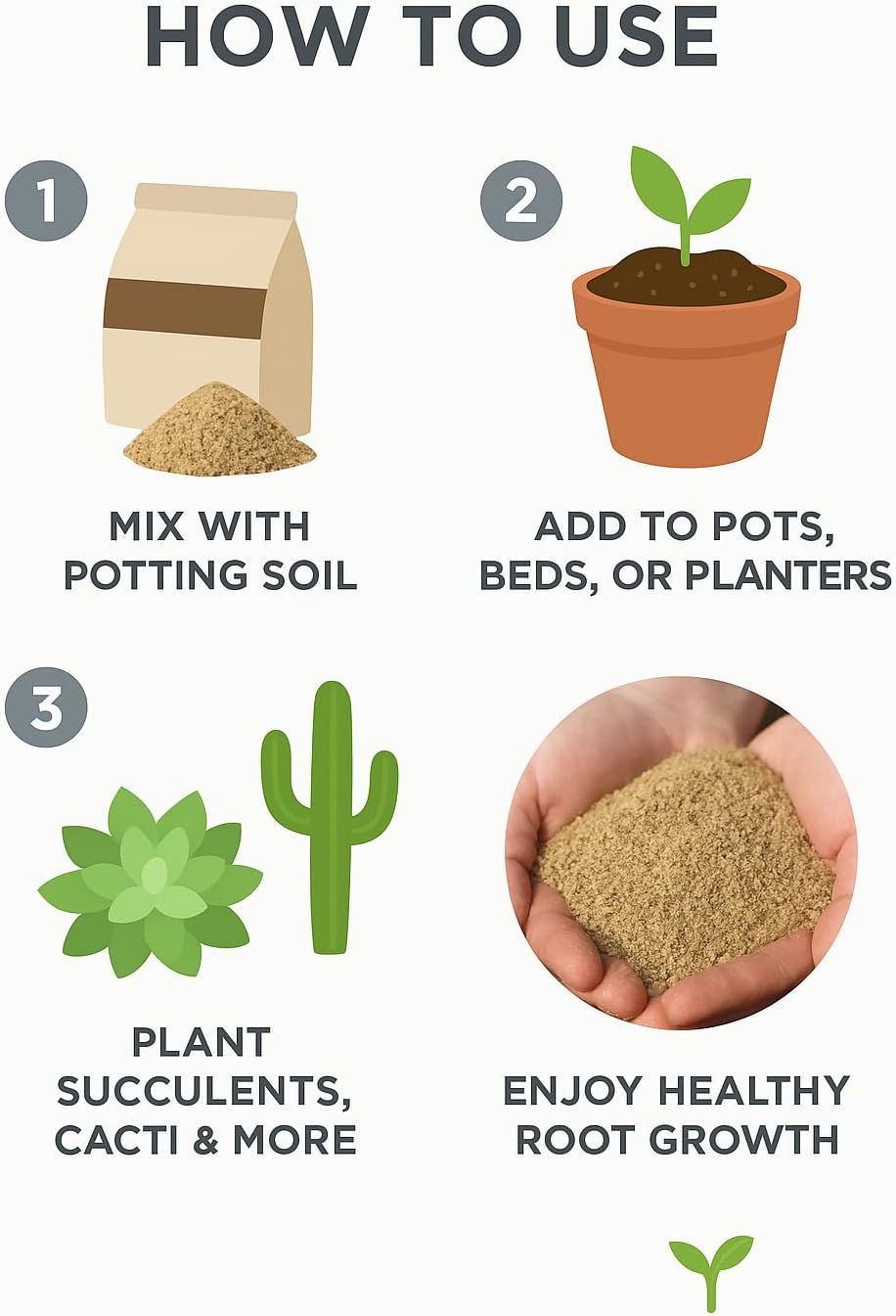 Coarse Horticultural Sand — Washed Natural Sand for Succulents, Cactus, Bonsai & Propagation (Course Sand, 2 Quarts)