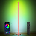 Luckystyle Smart RGB Corner Floor Lamp,Bright LED Tall Modern Floor Lamp with APP and Remote,Ambient Lighting Color Changing Standing Lamps with Music Mode and Timing for Living Room,Bedroom Rose Gold