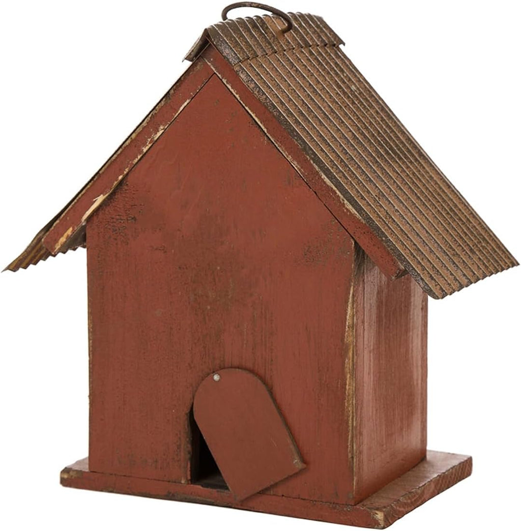 Glitzhome Bird House for Outdoor, 8.75" H Decorative Pet Cottage Distressed Heart Wooden Birdhouse for Outside,Graden Hanging Birdhouse for Bluebird Hummingbird Wren Finch Cardinals Cedar