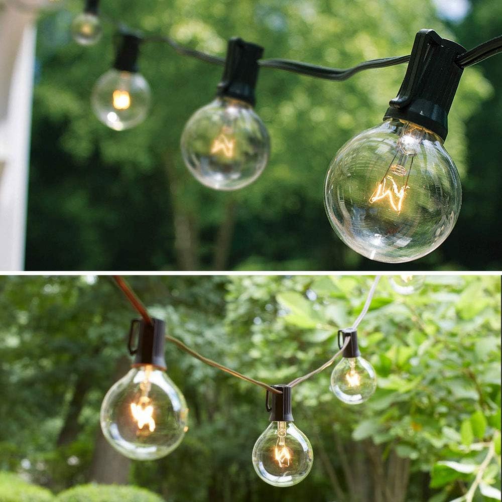 Outdoor String Lights 100ft Patio Lights with 110 G40 Bulbs (10 Spare) Globe String Lights for Party Tents Patio Gazebo Porch Deck Bistro Backyard Balcony Pergola Decor, Black Wire…